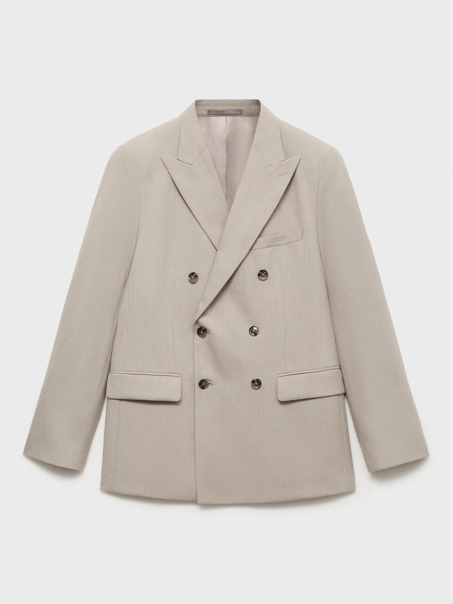 Product image 3 of 9, which shows Mango Monaco Slim Fit Double Breasted Blazer, Light Beige, 34