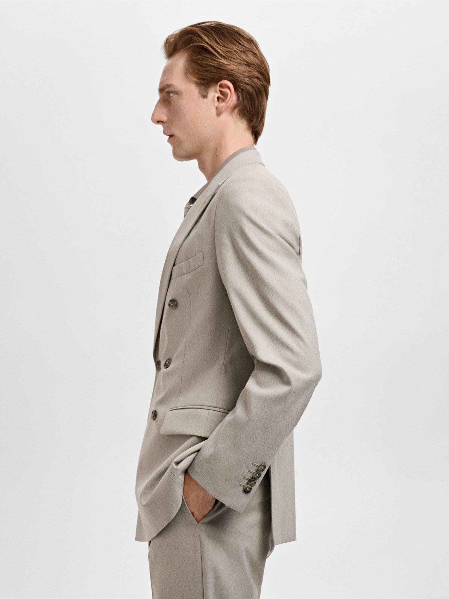 Product image 7 of 9, which shows Mango Monaco Slim Fit Double Breasted Blazer, Light Beige, 34