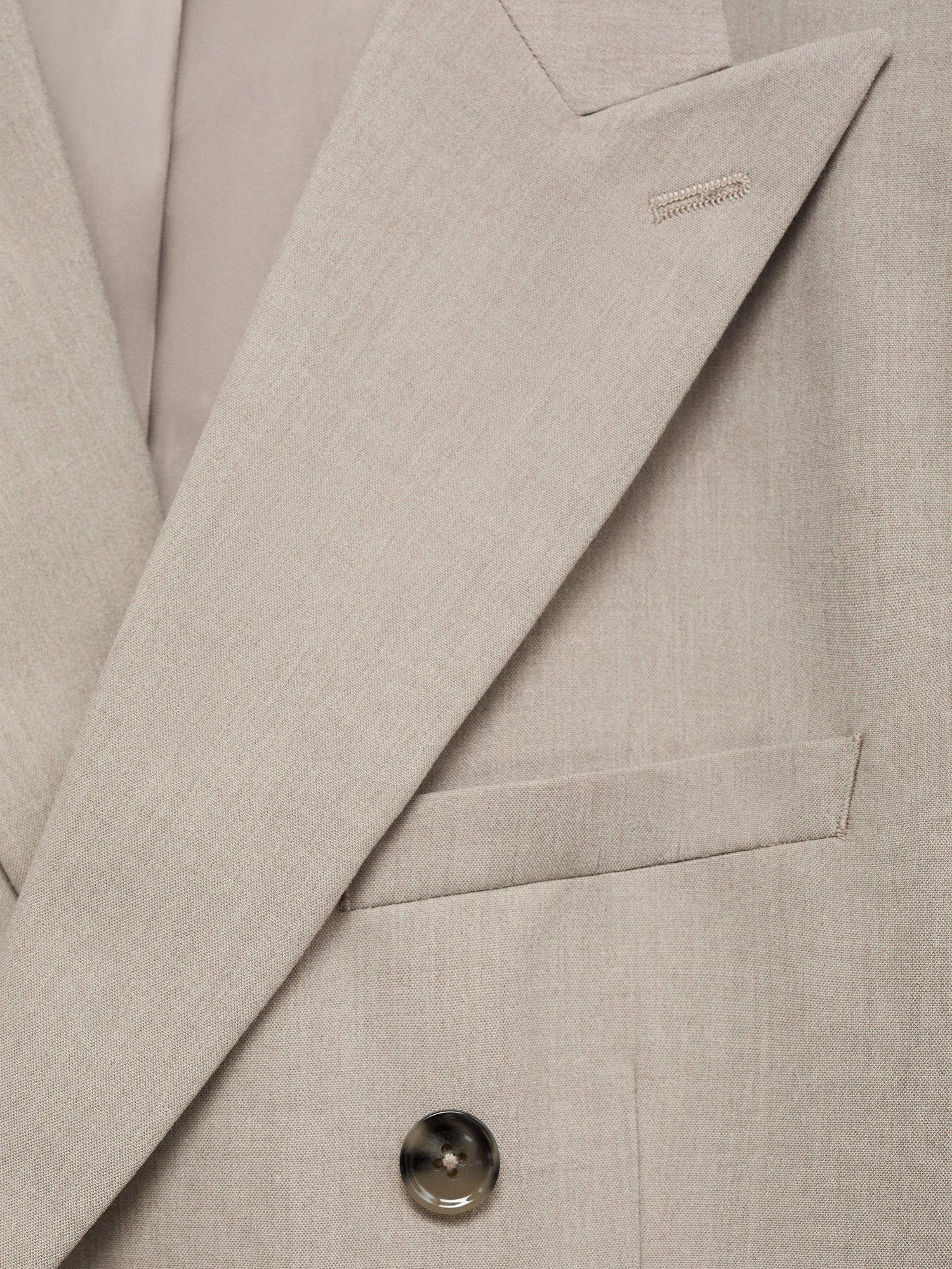 Product image 9 of 9, which shows Mango Monaco Slim Fit Double Breasted Blazer, Light Beige, 34
