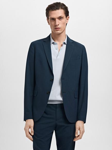 Mango Paris Regular Fit Blazer, Medium Blue, Medium Blue