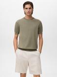 Mango Arraona Cotton Regular Fit Short Sleeve T-Shirt, Bright Green