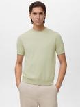 Mango Arraona Cotton Regular Fit Short Sleeve T-Shirt, Bright Green, Bright Green