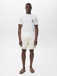 Mango Barco Cotton Regular Fit Short Sleeve Sail Print T-Shirt, White