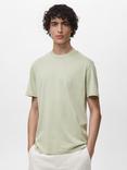 Mango Bellow Cotton Regular Fit Crew Neck T-Shirt, Green