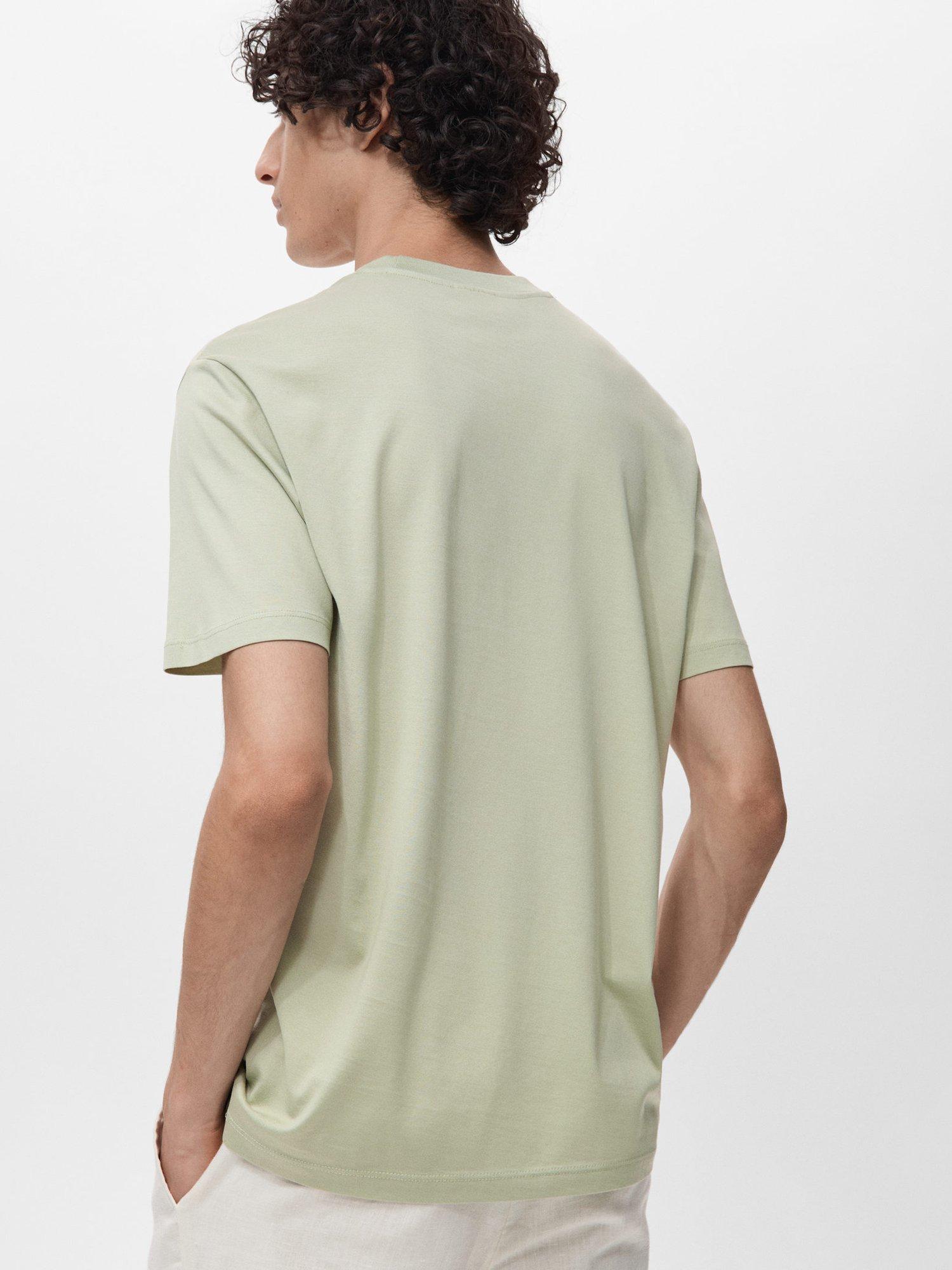 Product image 4 of 8, which shows Mango Bellow Cotton Regular Fit Crew Neck T-Shirt, Green, XS