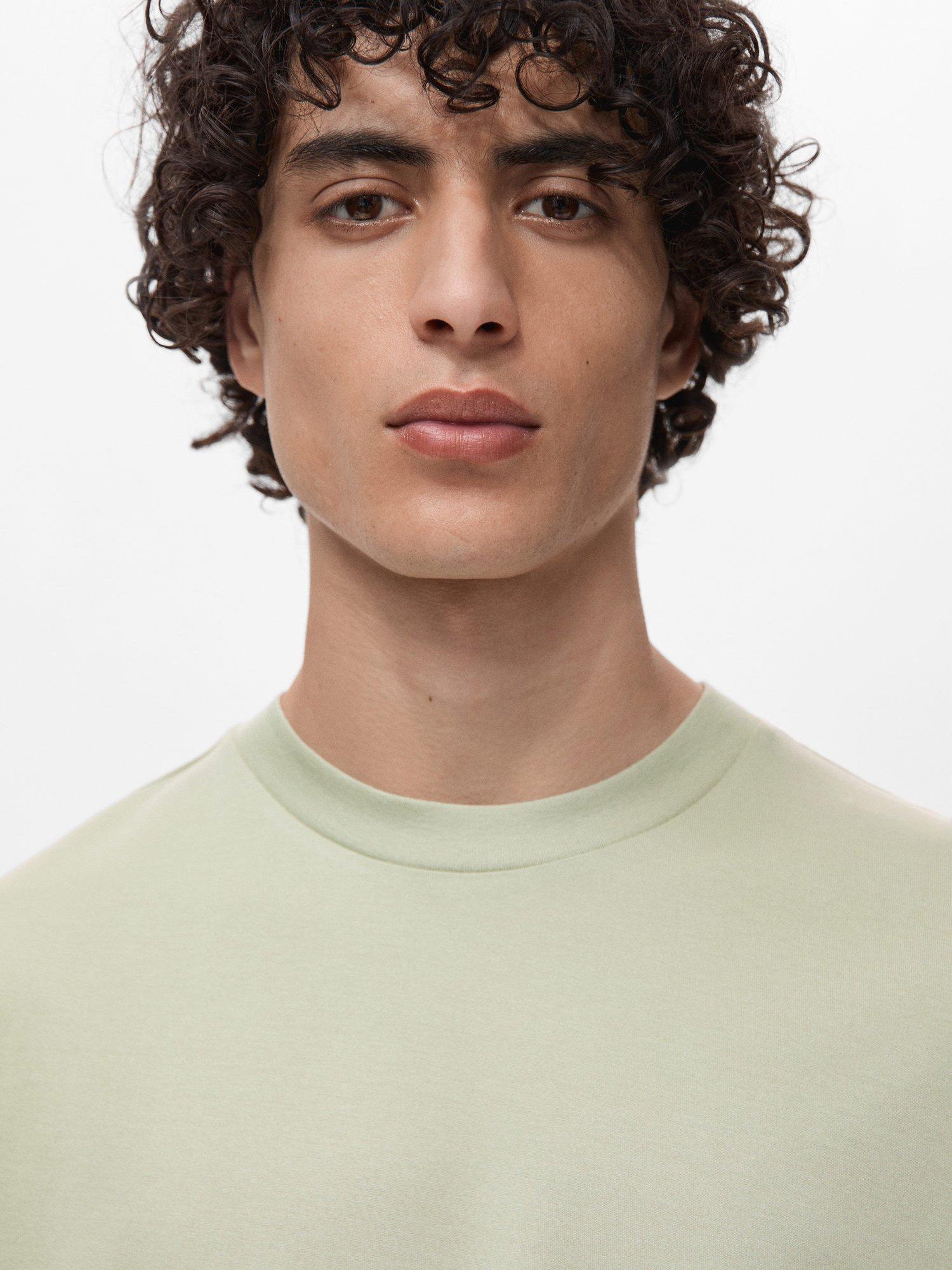 Product image 6 of 8, which shows Mango Bellow Cotton Regular Fit Crew Neck T-Shirt, Green, XS