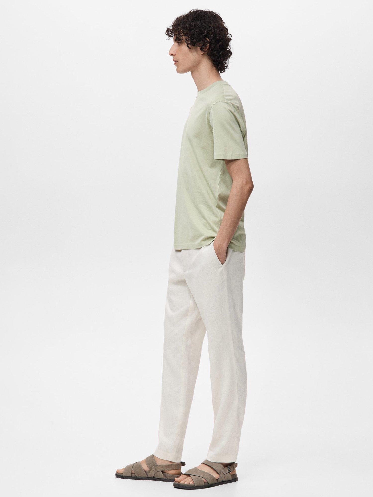 Product image 7 of 8, which shows Mango Bellow Cotton Regular Fit Crew Neck T-Shirt, Green, XS