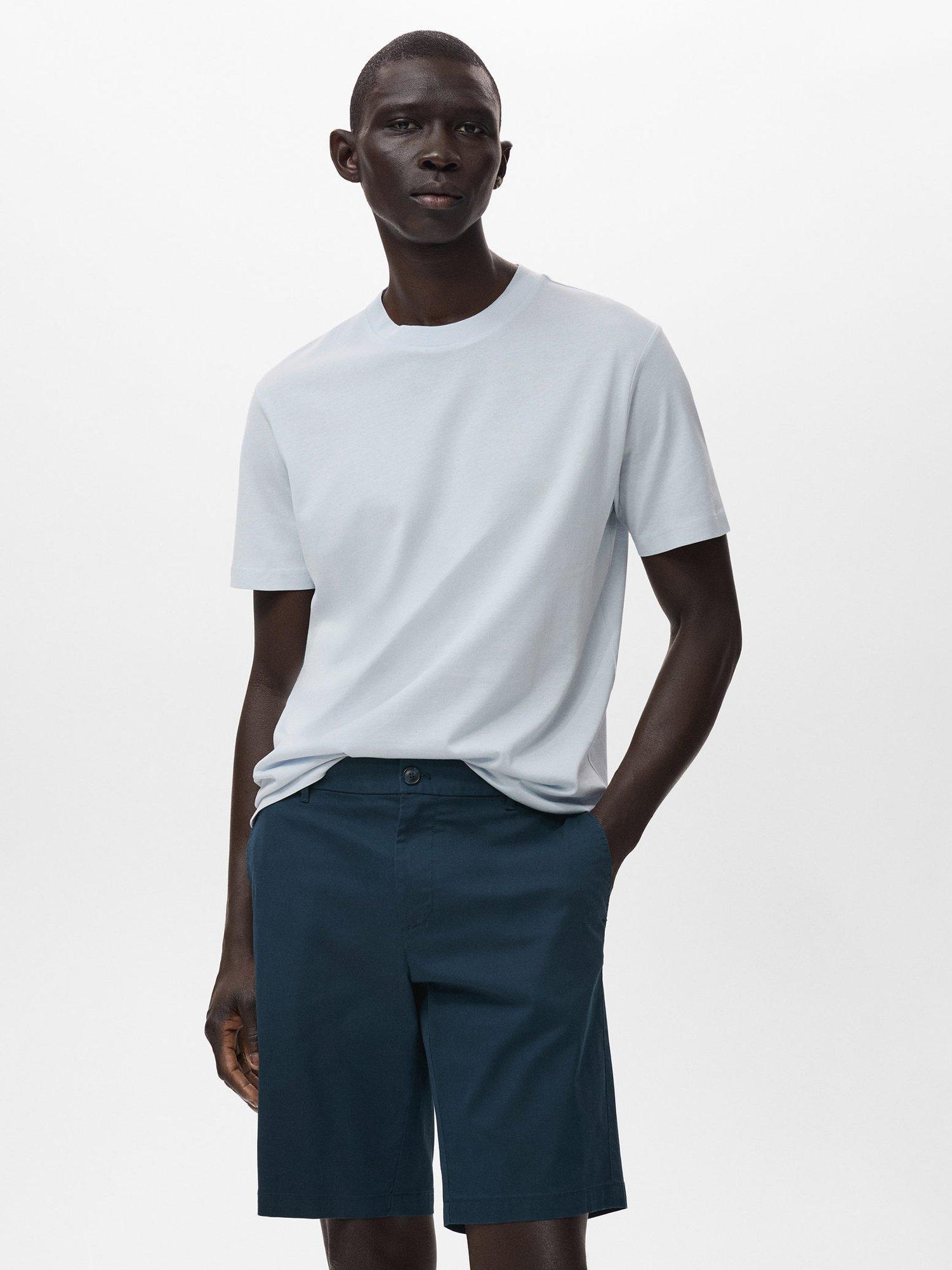 Product image 1 of 8, which shows Mango Bellow Cotton Regular Fit Crew Neck T-Shirt, Turquoise, L