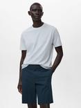 Mango Bellow Cotton Regular Fit Crew Neck T-Shirt, Turquoise - Aqua