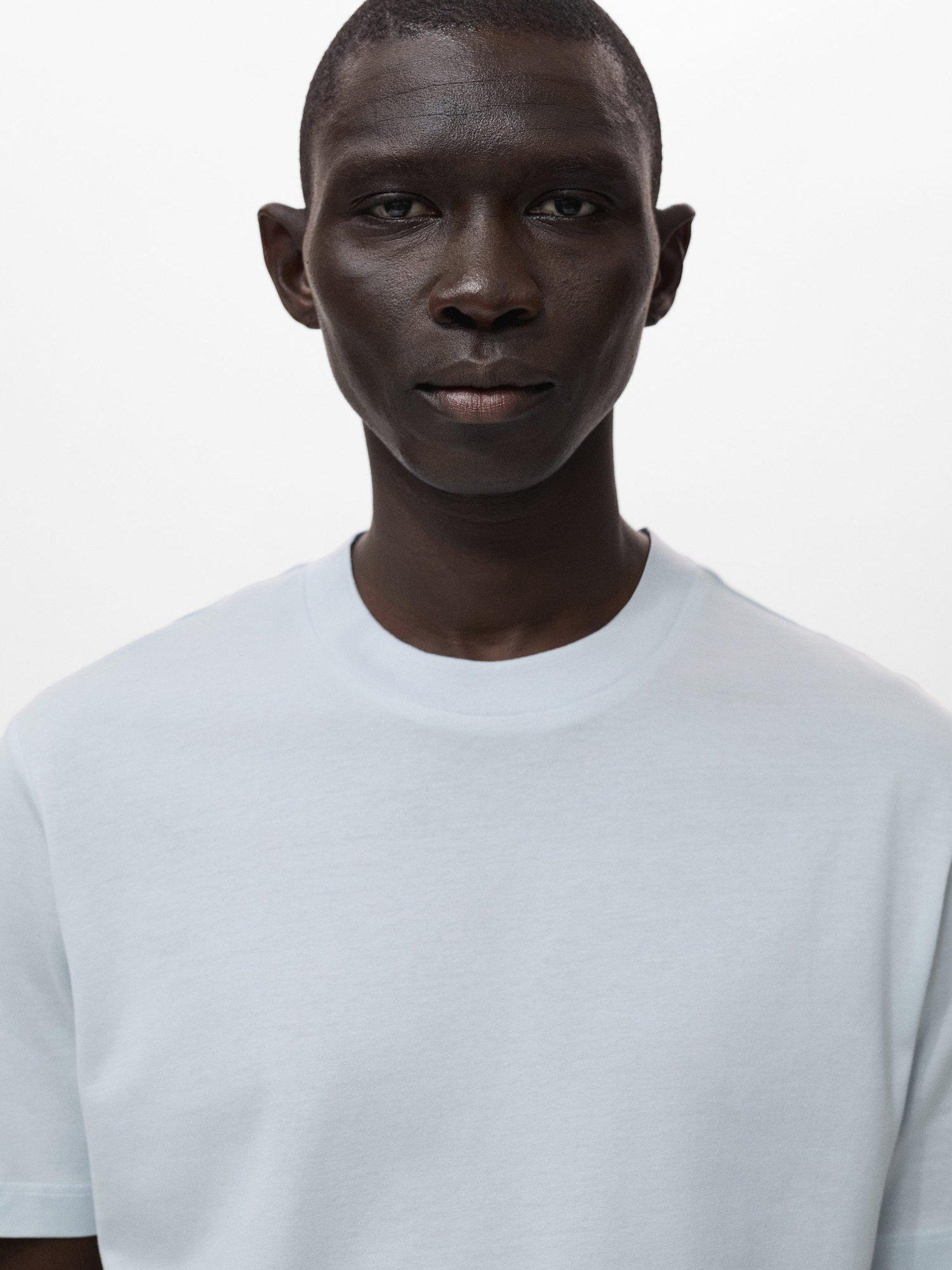 Product image 6 of 8, which shows Mango Bellow Cotton Regular Fit Crew Neck T-Shirt, Turquoise, L