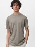 Mango Bellow Cotton Regular Fit Crew Neck T-Shirt, Grey
