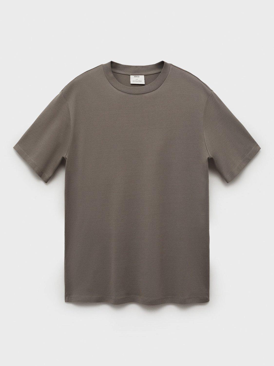 Product image 3 of 8, which shows Mango Bellow Cotton Regular Fit Crew Neck T-Shirt, Grey, XS