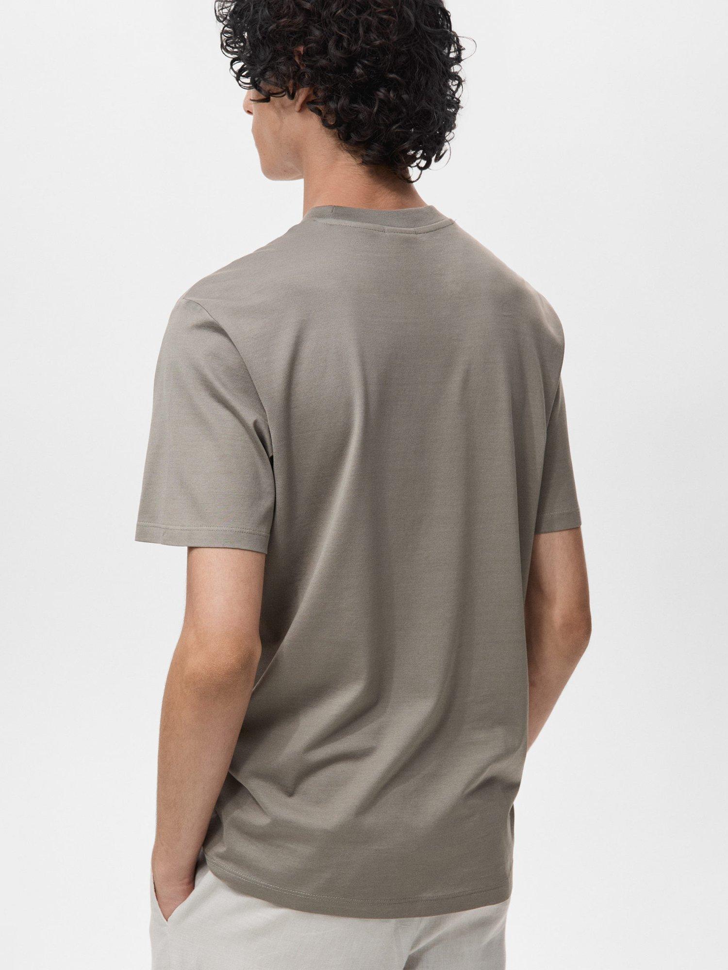 Product image 4 of 8, which shows Mango Bellow Cotton Regular Fit Crew Neck T-Shirt, Grey, XS