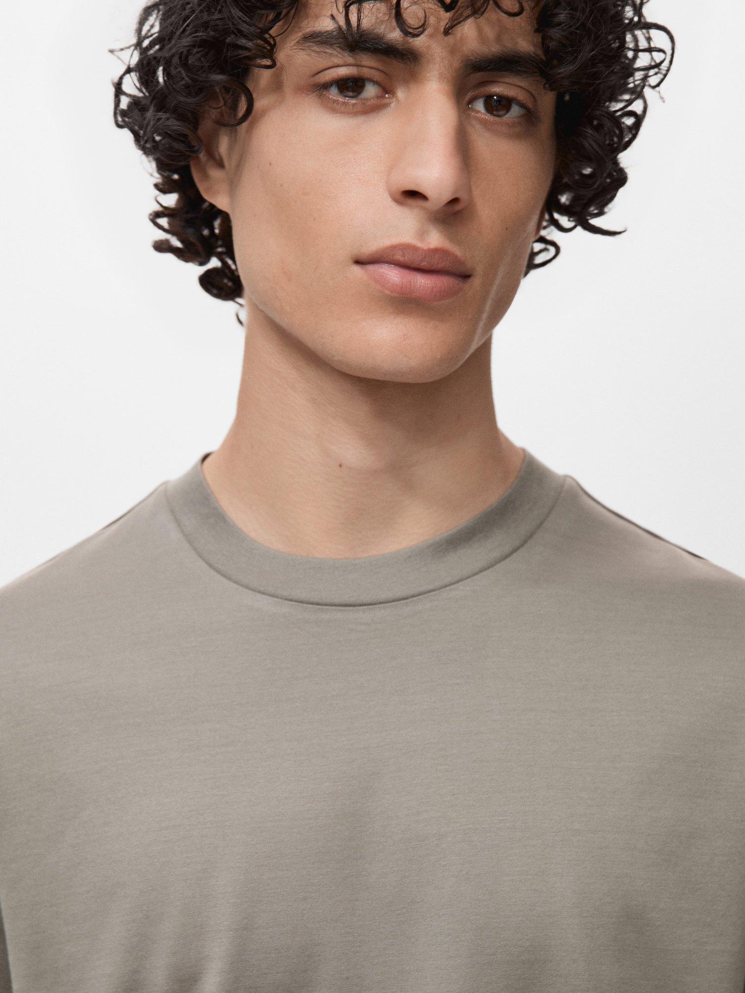 Product image 6 of 8, which shows Mango Bellow Cotton Regular Fit Crew Neck T-Shirt, Grey, XS