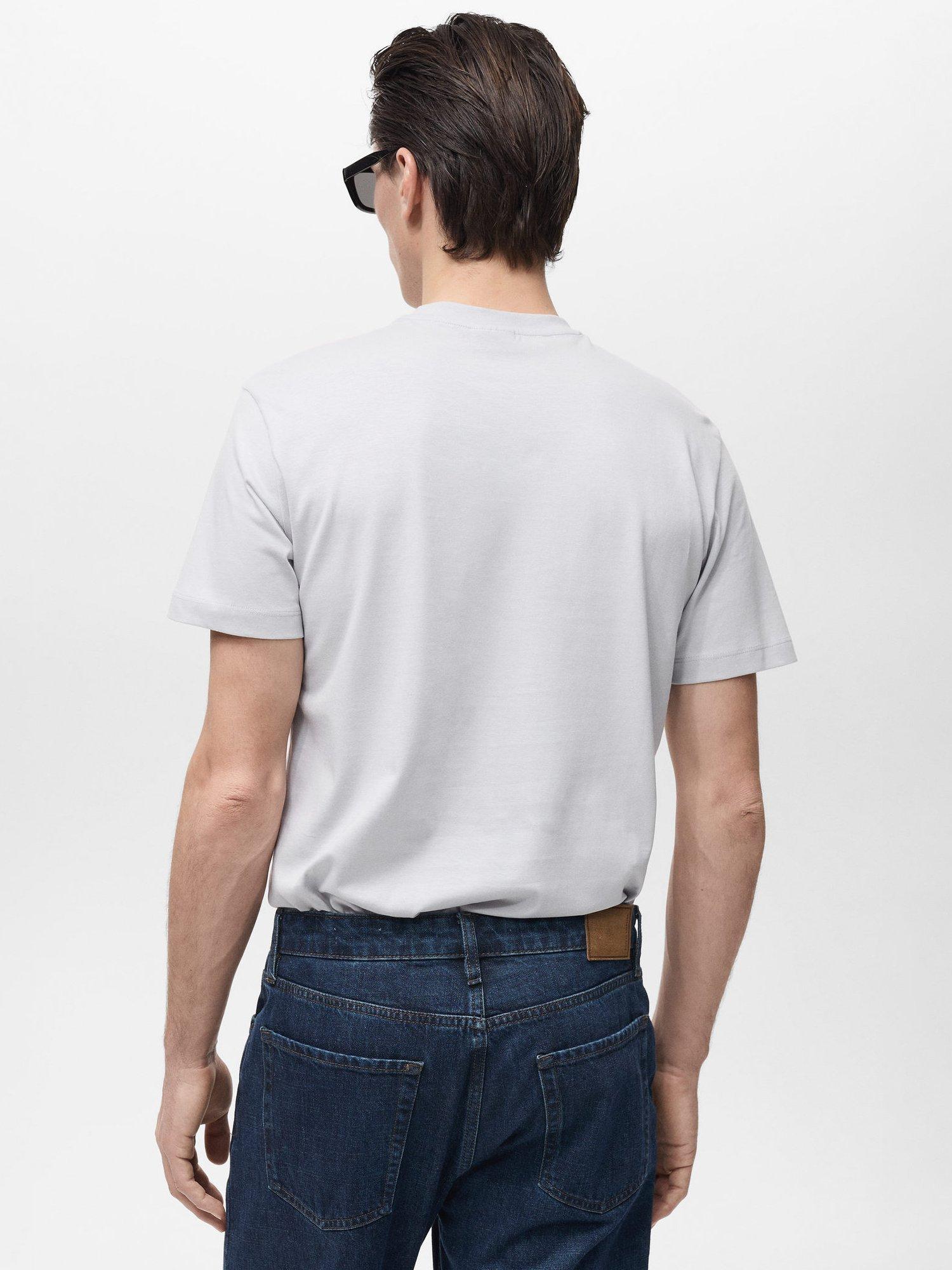 Product image 4 of 8, which shows Mango Cherlo Cotton Slim Fit T-Shirt, Medium Blue, XS