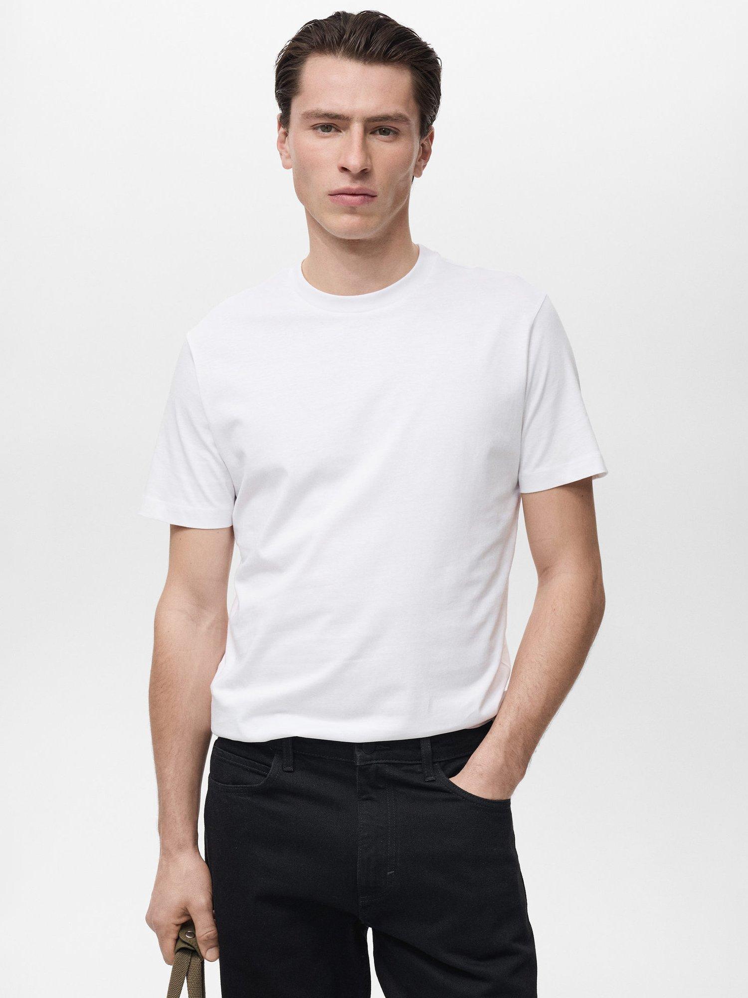 Mango Cherlo Regular Fit Round Neck T-Shirt, White