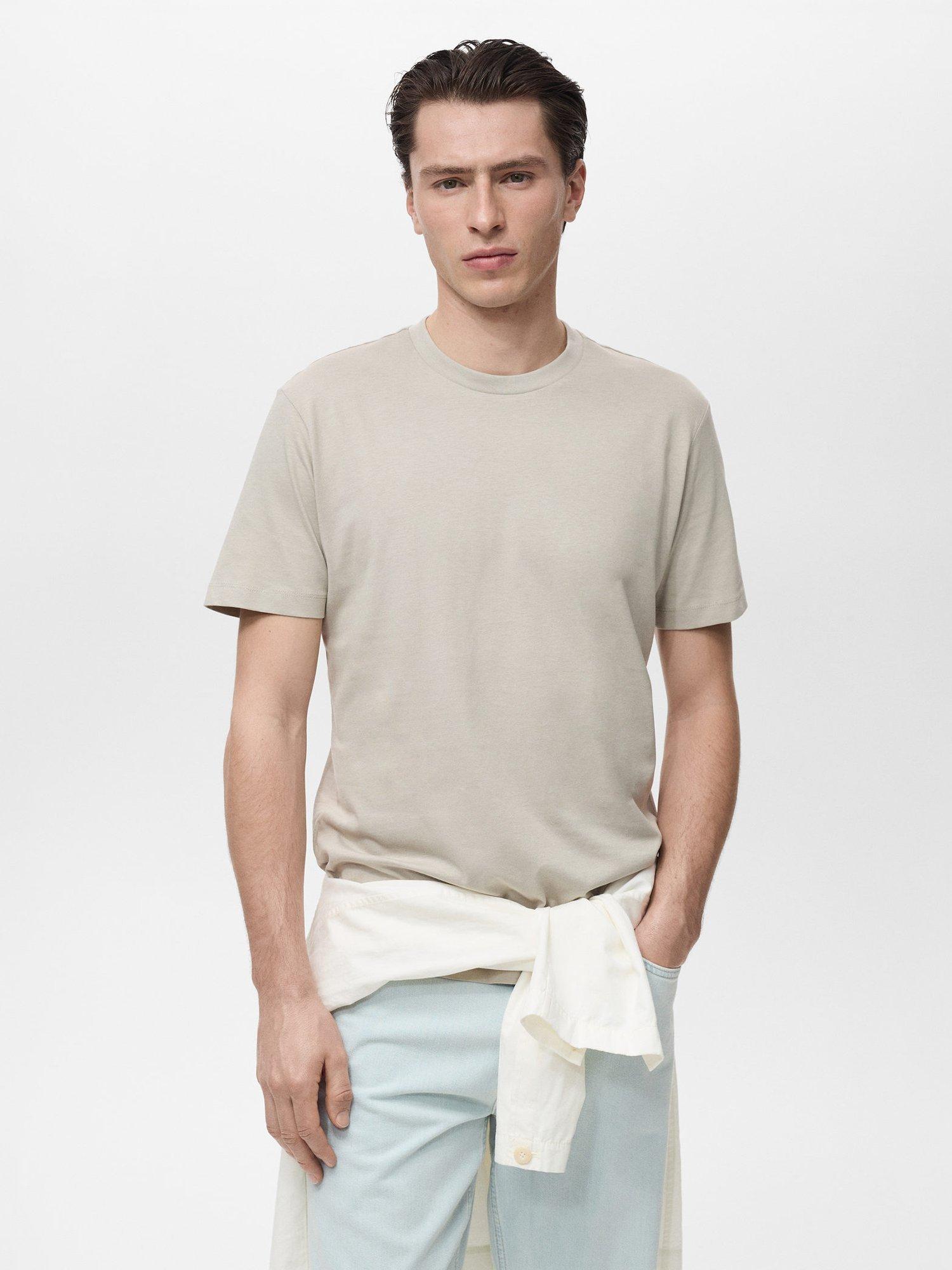 Product image 1 of 8, which shows Mango Cherlo Regular Fit Round Neck T-Shirt, Beige, XXL