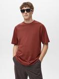 Mango Circo Regular Fit Cotton Linen Blend T-Shirt, Medium Orange