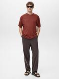 Mango Circo Regular Fit Cotton Linen Blend T-Shirt, Medium Orange