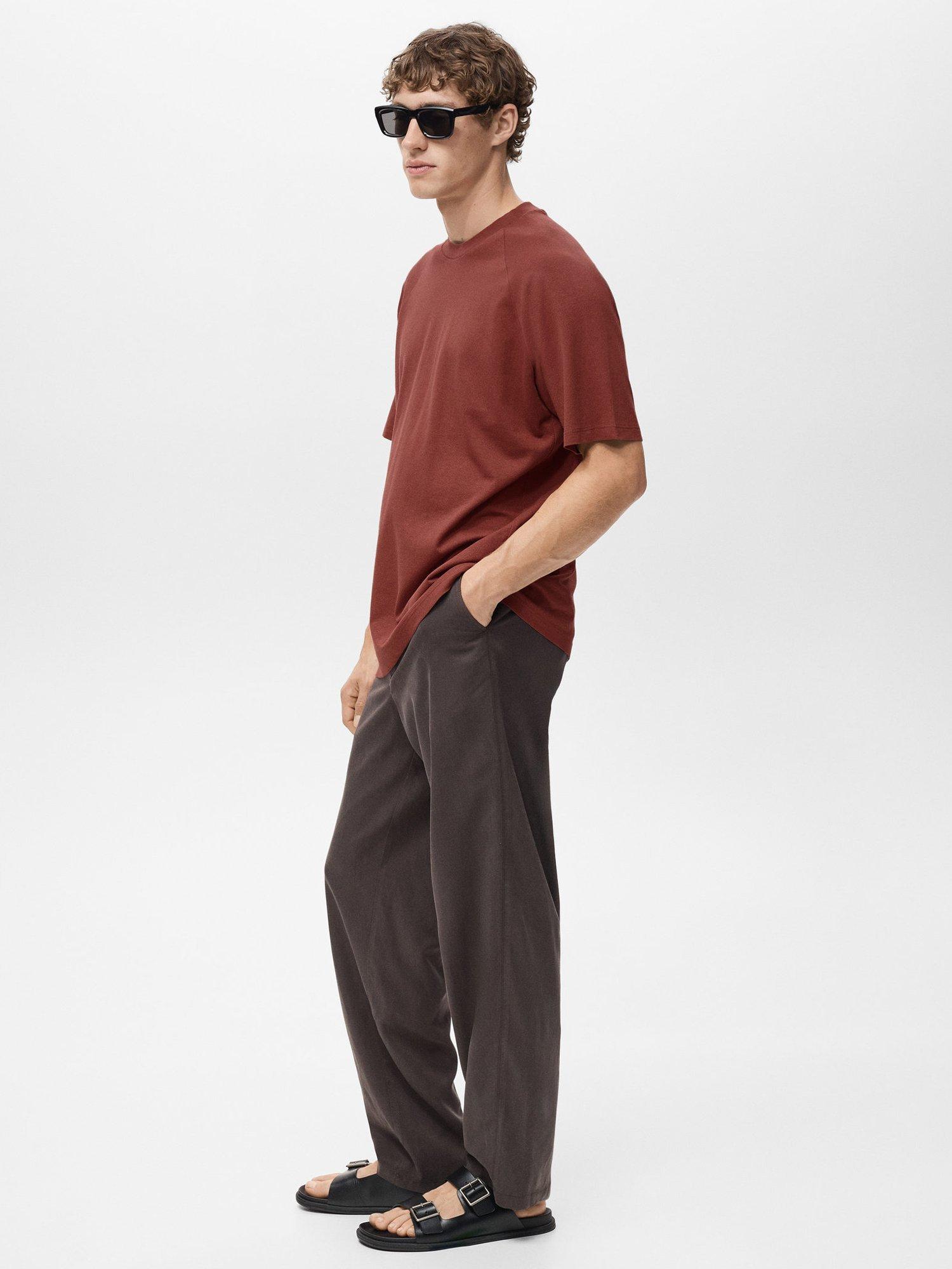 Product image 7 of 8, which shows Mango Circo Regular Fit Cotton Linen Blend T-Shirt, Medium Orange, XS