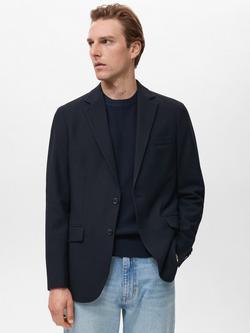 Mango Verner Slim Fit Blazer, Navy, Navy