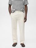 Mango Albe Cotton Linen Blend Slim Fit Jeans, Natural White