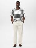 Mango Albe Cotton Linen Blend Slim Fit Jeans, Natural White