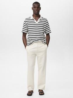 Mango Albe Cotton Linen Blend Slim Fit Jeans, Natural White - view 2, Natural White