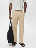 Mango Albe Cotton Linen Blend Slim Fit Jeans, Light Beige
