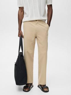 Mango Albe Cotton Linen Blend Slim Fit Jeans, Light Beige, Light Beige