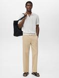 Mango Albe Cotton Linen Blend Slim Fit Jeans, Light Beige