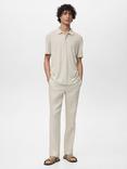 Mango Ambere Regular Fit Linen Blend Polo Shirt, Natural White
