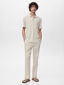 Mango Ambere Regular Fit Linen Blend Polo Shirt, Natural White - view 2, Natural White