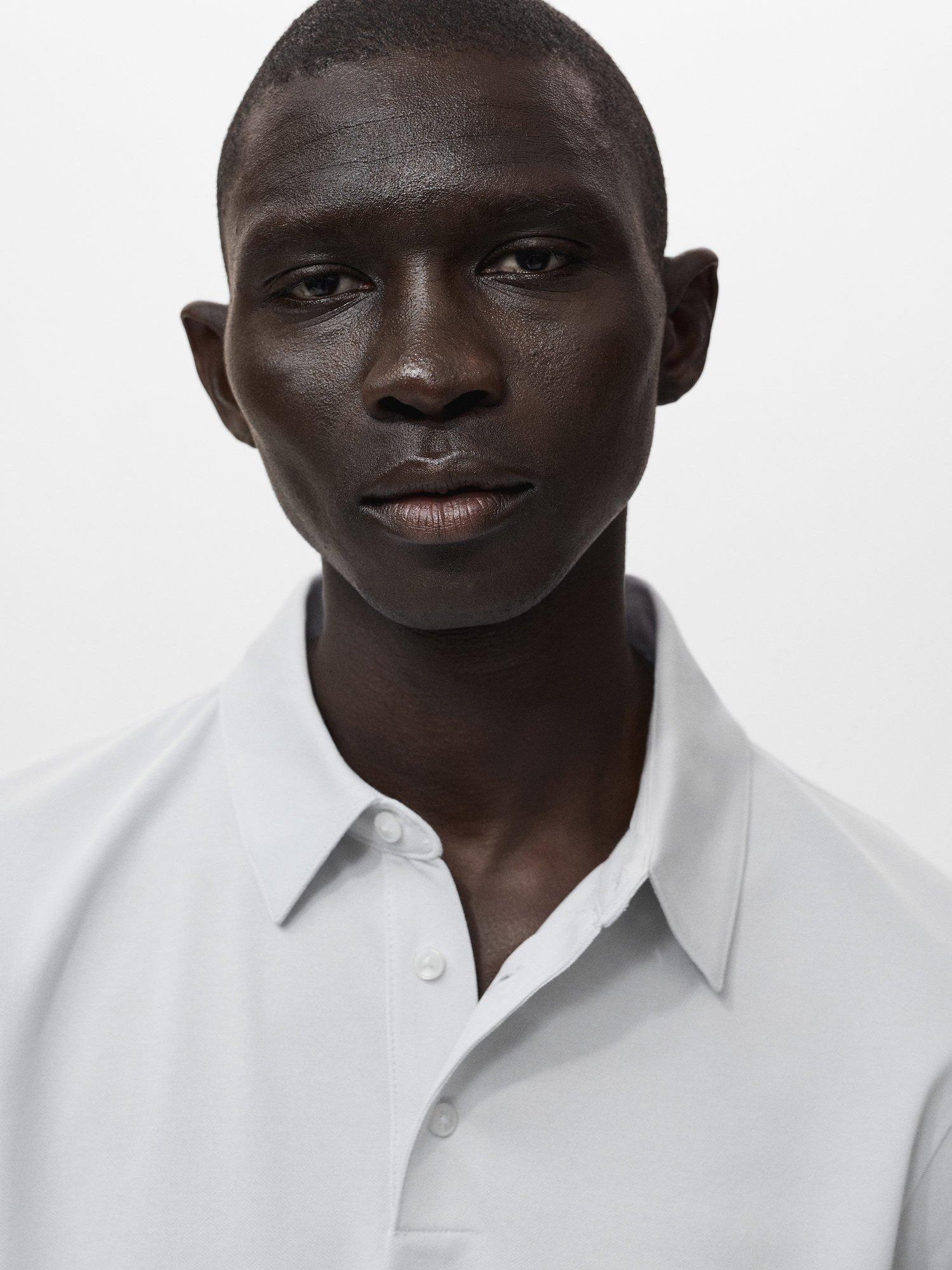 Product image 6 of 8, which shows Mango Ezequi Regular Fit Cotton Blend Polo Shirt, Light Beige, XS