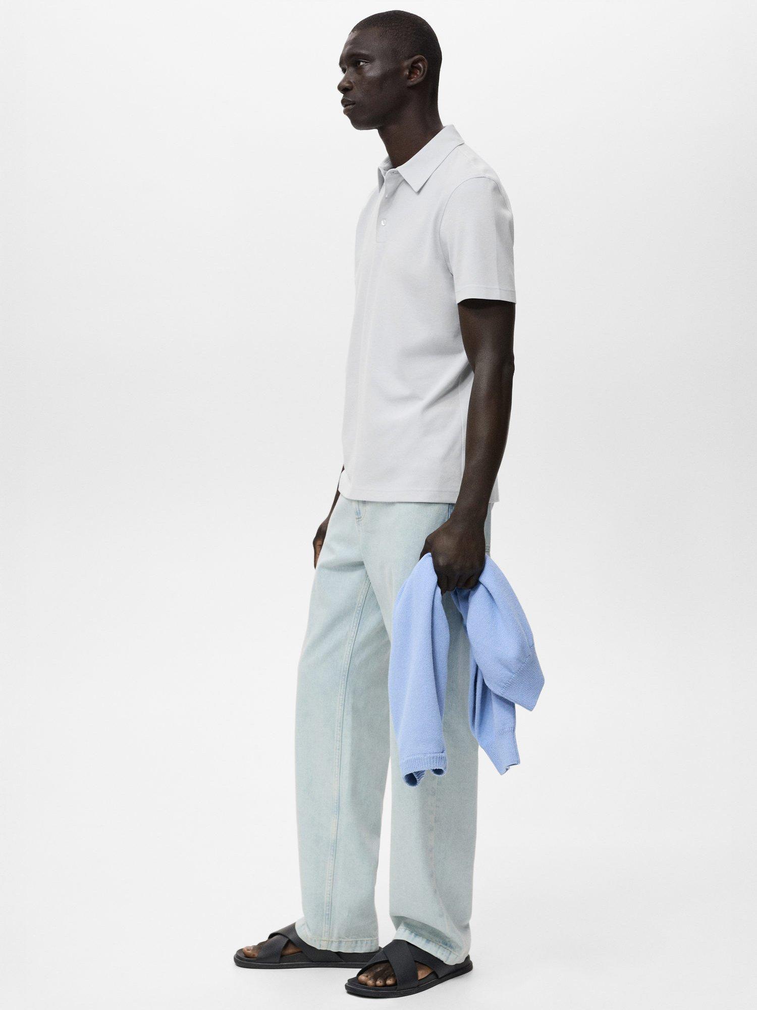 Product image 7 of 8, which shows Mango Ezequi Regular Fit Cotton Blend Polo Shirt, Light Beige, XS