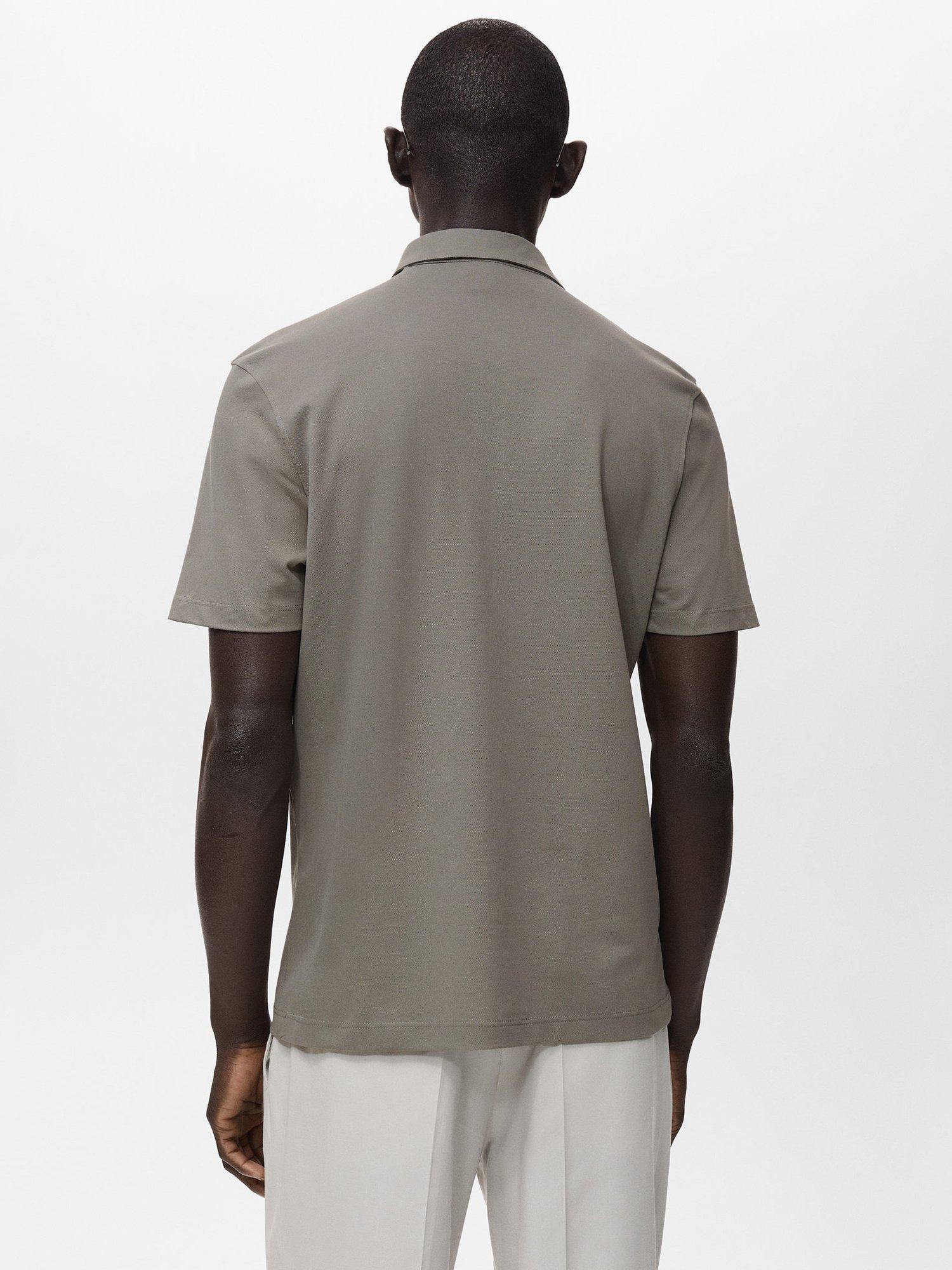 Product image 4 of 8, which shows Mango Ezequi Regular Fit Cotton Blend Polo Shirt, Dark Green, XXL