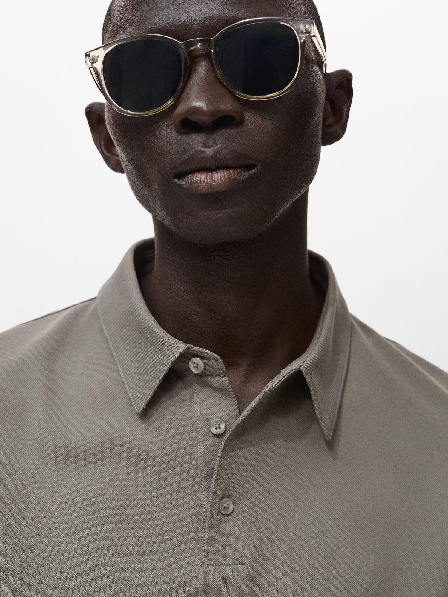 Product image 6 of 8, which shows Mango Ezequi Regular Fit Cotton Blend Polo Shirt, Dark Green, XXL