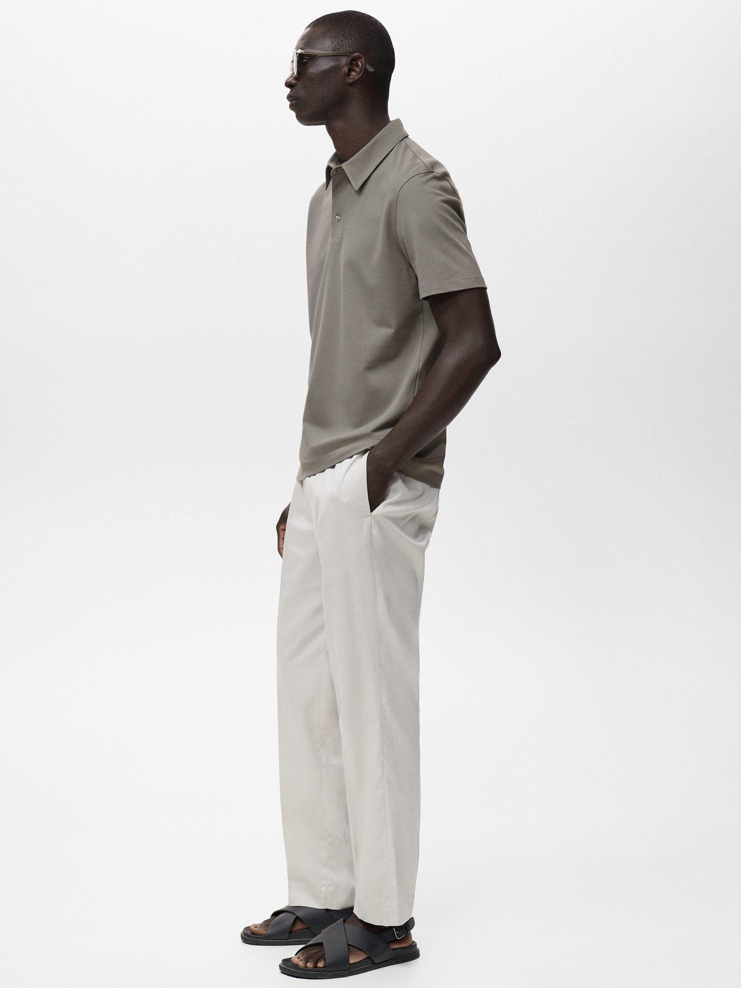 Product image 7 of 8, which shows Mango Ezequi Regular Fit Cotton Blend Polo Shirt, Dark Green, XXL