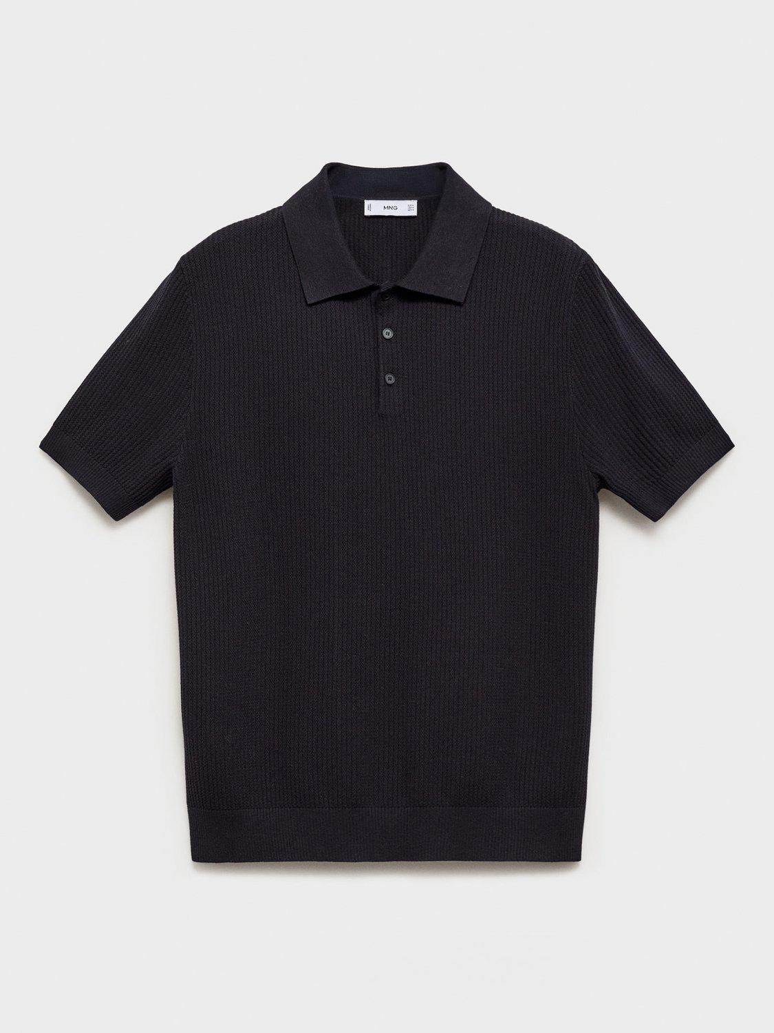 Product image 3 of 9, which shows Mango Flew Regular Fit Cotton Linen Blend Polo Shirt, Navy, S