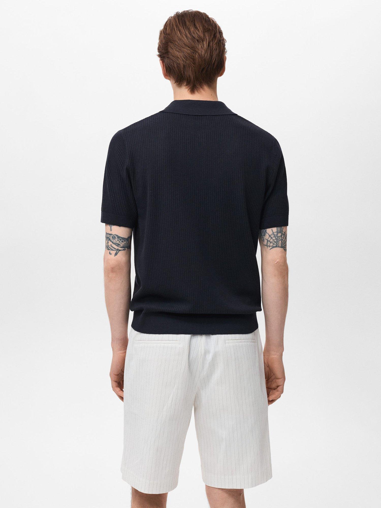 Product image 4 of 9, which shows Mango Flew Regular Fit Cotton Linen Blend Polo Shirt, Navy, S