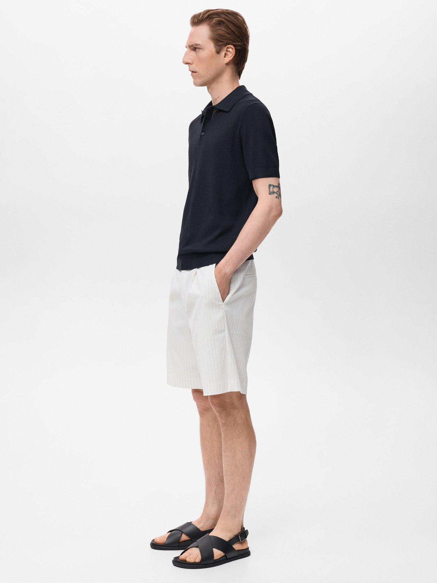 Product image 7 of 9, which shows Mango Flew Regular Fit Cotton Linen Blend Polo Shirt, Navy, S