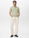 Mango Flew Regular Fit Cotton Linen Blend Polo Shirt, Bright Green