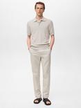 Mango Flew Regular Fit Cotton Linen Blend Polo Shirt, Natural White