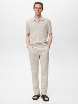 Mango Flew Regular Fit Cotton Linen Blend Polo Shirt - view 2, Natural White