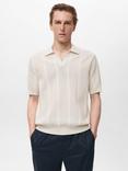 Mango Mati Regular Fit Knit Polo Shirt, Light Beige