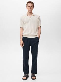 Mango Mati Regular Fit Knit Polo Shirt, Light Beige - view 2, Light Beige