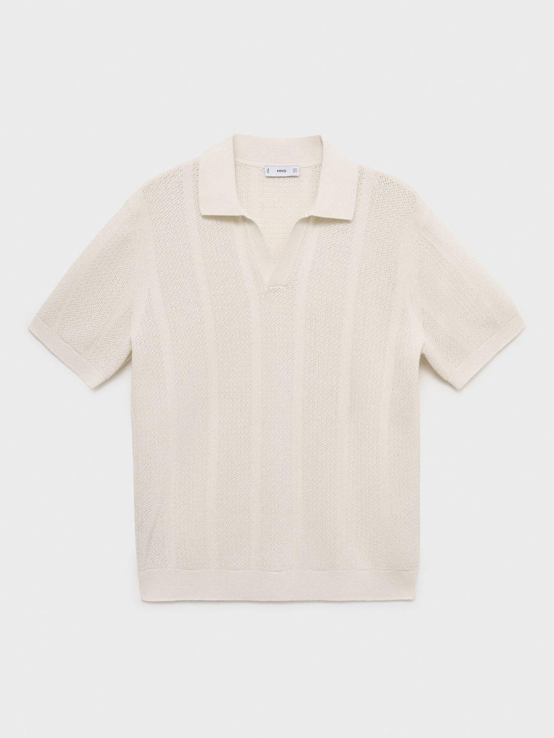Product image 3 of 9, which shows Mango Mati Regular Fit Knit Polo Shirt, Light Beige, M