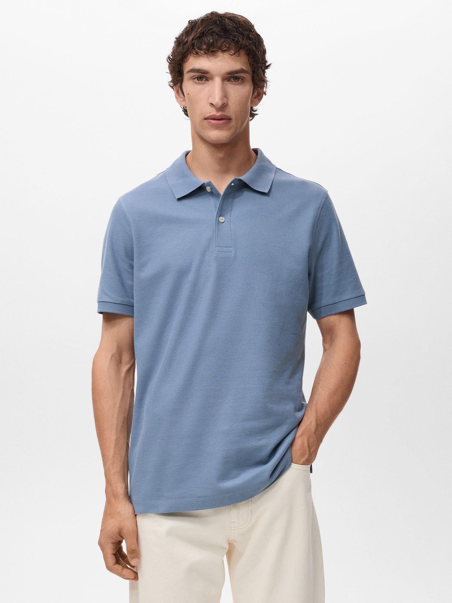 Mango Rea Regular Fit Polo Shirt, Medium Blue