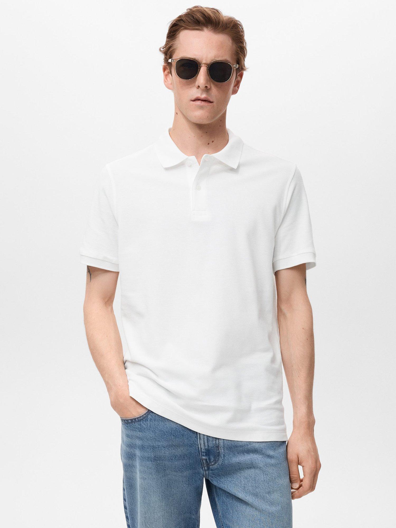 Product image 1 of 8, which shows Mango Rea Cotton Polo Shirt, White, XXL