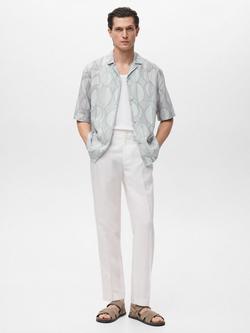 Mango Bergurv Abstract Print Short Sleeve Collar Shirt - view 2, Blue/Multi